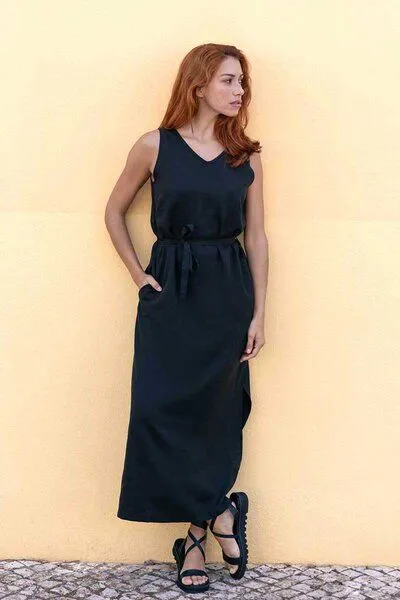 WiDDA berlin WiDDA berlin Maxikleid VANI in Schwarz oder Terra - aus Lyocell TENCEL®, Schwarz, – Produktbild 2 von 3