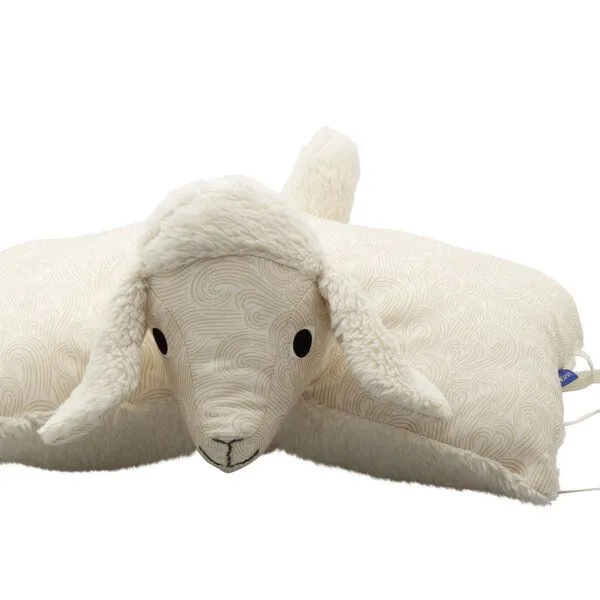 Flosinn Flosinn Kuscheltierkissen Lamm mit Teddyplüsch aus Baumwolle Personalisierbar, Beige, – Produktbild 1 von 5