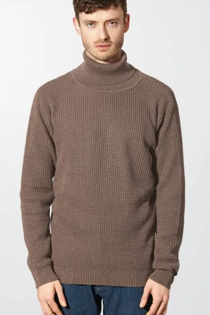 HempAge Hempage Herren vegan Rollkragenpullover Kiesbraun, Braun, – Produktbild 2 von 2