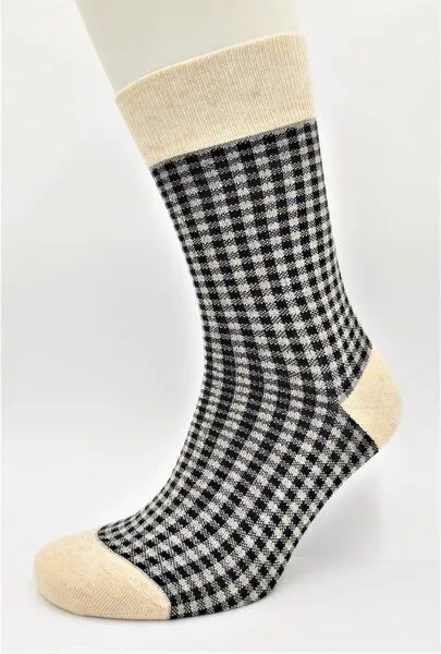 BLS Organic BLS Organic 3er Pack GOTS zertifiziert 98 % Bio-Baumwolle Quadrat Design Socken, Beige, – Produktbild 1 von 1