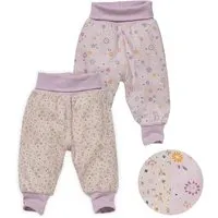 People Wear Organic People Wear Organic Wendehose mit Umschlagbund, beige-blass violett bedruckt, aus Bio-Baumwolle – Produktbild 1 von 1