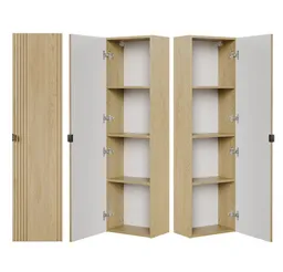 Lomadox Hochschrank OLIVA-56 Eiche Dekor Rillen Metallgriff 40 cm breit Softclose – Produktbild 1 von 1