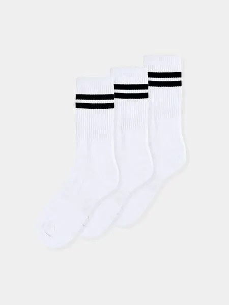 erlich textil erlich textil Andi Tennis Socken 3er Pack aus Bio-Baumwolle, Weiß/schwarz, – Produktbild 4 von 5