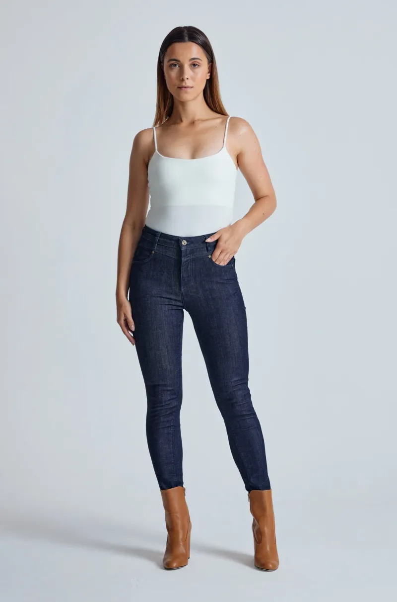 Flax and Loom High Waist Skinny Jeans Modell: Nina, Deep sea, – Produktbild 1 von 1