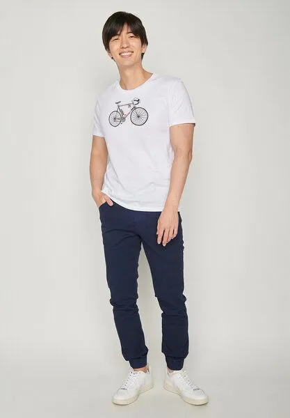 GreenBomb GREENBOMB Bike Mikkel Guide - Sportliches T-Shirt aus Bio-Baumwolle / hochwertiger Print / GOTS / Fair & Vegan, Weiß (weiß), – Produktbild 2 von 4