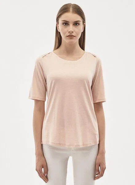 ORGANICATION ORGANICATION T-shirt aus Tencel Baumwolle Mix mit halblangen Ärmeln, Rose smoke, – Produktbild 1 von 4