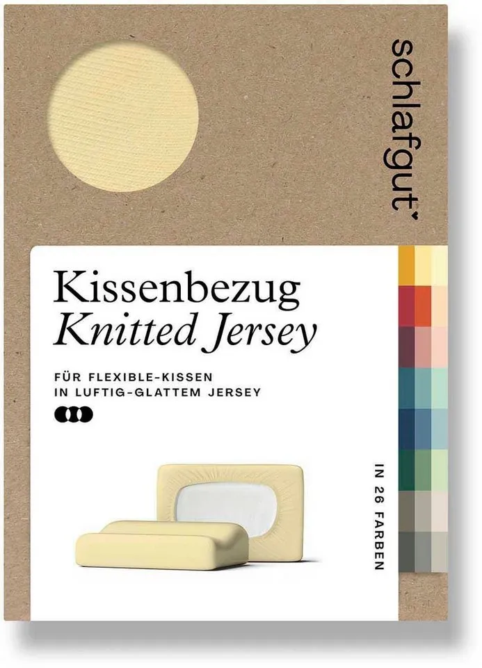 Schlafgut Schlafgut Kissenbezug Pure flexibler Kissenbezug für Nackenstützkissen, (1 Stück), Bio-Baumwolle mit Elasthan, mit Gummizug, bügelfrei, Gelb, – Produktbild 2 von 5