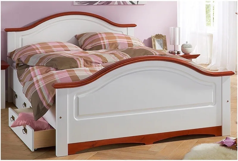OTTO home Massivholzbett Konrad, hohe Belastbarkeit! FSC® zertifiziertes Massivholz (Breite/Belastbarkeit 180cm/220 KG, 140cm/180 KG), aus massivem Kiefernholz, FSC®-zertifiziert, INKLUSIVE Rollrost, Weiß, – Produktbild 5 von 8