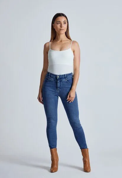 Flax and Loom Flax and Loom High Waist Skinny Jeans Modell: Nina, Azure (blau), – Produktbild 1 von 3