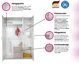 OTTO home Babyzimmer-Komplettset Rieke Bis ins Jugendalter, toll für kleine Zimmer, (Spar-Set, 4-tlg., Kinderbett, Schrank 3 türig, Wickelkommode + Unterbauregal), Made in Germany, Blauer Engel zertifiziert, zeitloses Design – Produktbild 1 von 1