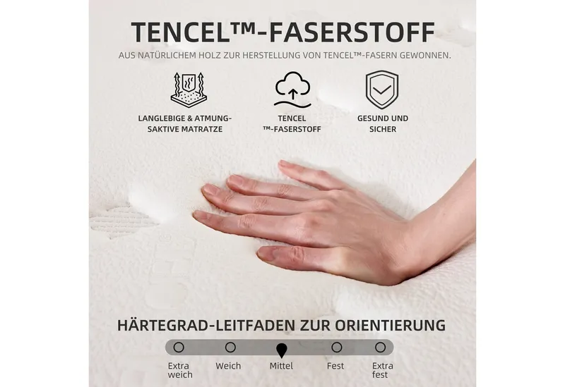Federkernmatratze Matratze 180x200, 7-Zonen Taschenfederkernmatratze, Höhe 25 cm, oleyluckidea, Größen haben 140 × 200 cm, 160 × 200 cm und 180 × 200 cm – Produktbild 6 von 8