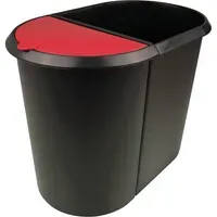 Helit Helit Abfall-Sortiersystem "Duo" mit Deckel rot, 20 l + 9 l – Produktbild 3 von 3