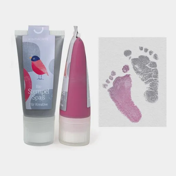 KINDACUTE KINDACUTE Bio Stempelspaß für Babys & Kids 2Choose, Galah (fuchsia & grey), – Produktbild 1 von 4