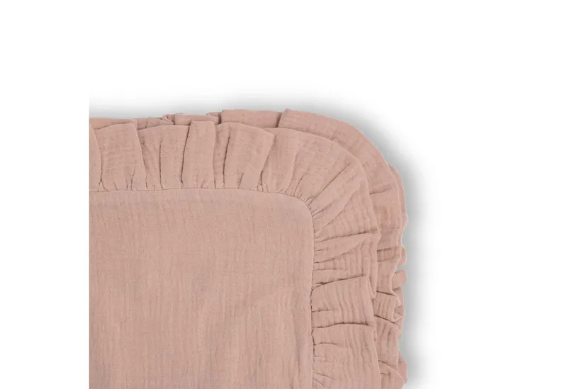 Hutch&Putch Hutch&Putch Kissenbezug Musselin Kopfkissenbezug mit Rüschen - 100% Bio Baumwolle -Kissenhülle, (1 Stück), Ideale Ergänzung zur Musselin Bettwäsche - atmungsaktives Material, Rosa, – Produktbild 1 von 2