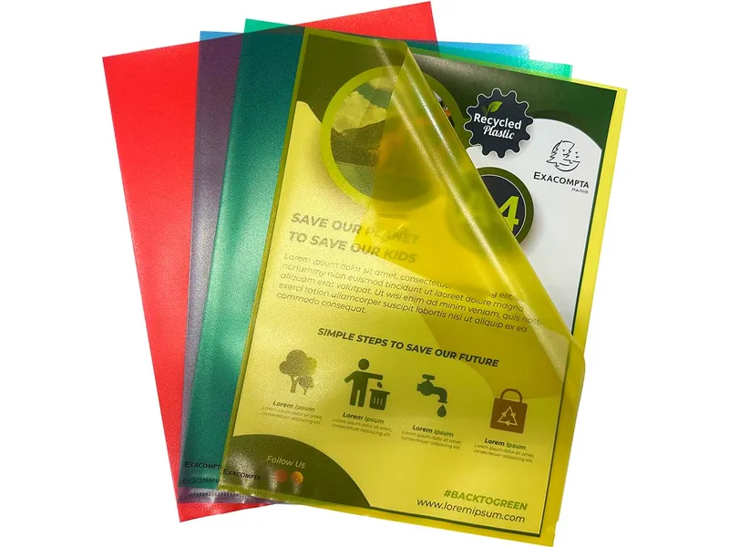 Exacompta 25 Exacompta Sichthüllen "Forever" Recycling-PP, DIN A4, 120µ, genarbt, farbig sortiert – Produktbild 1 von 1