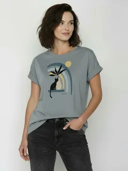 GreenBomb GREENBOMB Cat Vase Loony - Sportliches T-Shirt aus Bio-Baumwolle mit Rollup Sleeve / hochwertiger Print / GOTS / Fair & Vegan – Produktbild 1 von 1
