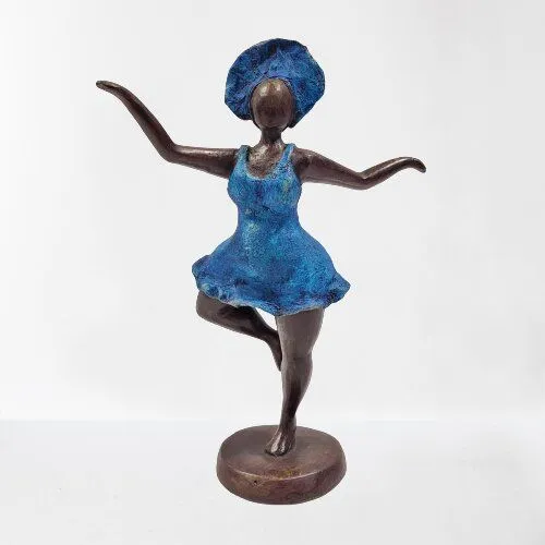 Moogoo Creative Africa Moogoo Creative Africa Bronze-Skulptur "Bobaraba Danseuse" by Alain Soré | 1kg 24cm | Unikate, Blau, – Produktbild 2 von 2