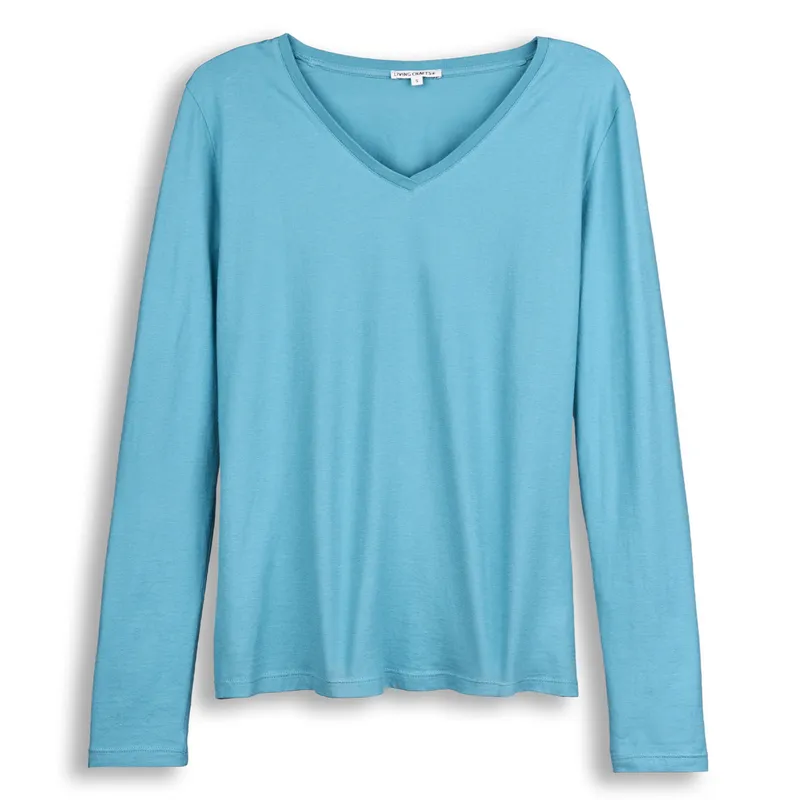 Living Crafts LIVING CRAFTS - Damen Langarm-Shirt - Türkis (100% Bio-Baumwolle), Nachhaltige Mode, Bio Bekleidung, Türkis, – Produktbild 1 von 1