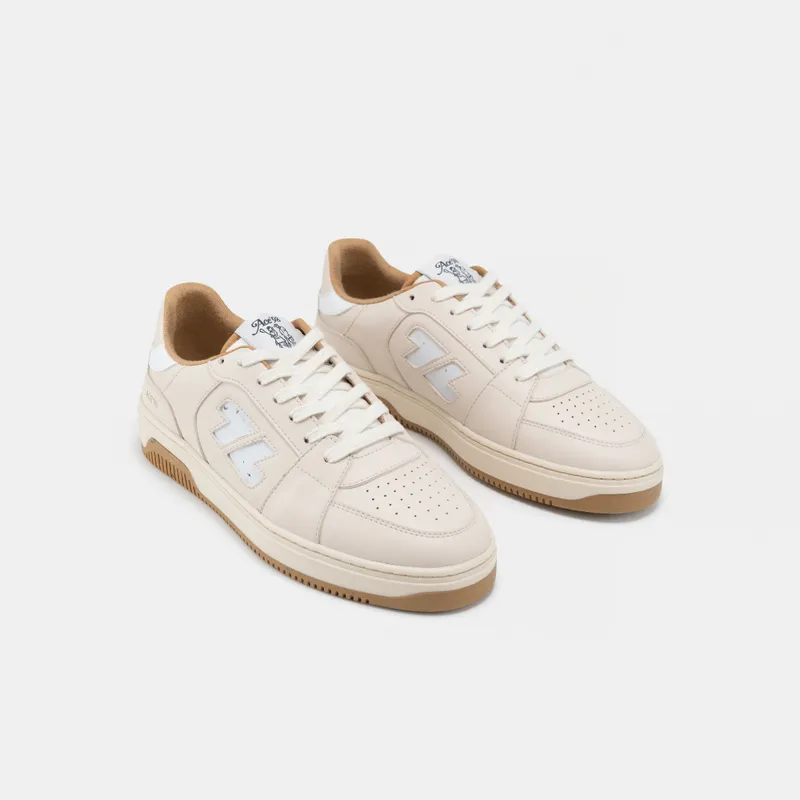 Zèta Zèta Herren vegan Sneaker Ace 98 Weiß/ Camel Braun, Hellbraun, – Produktbild 2 von 2