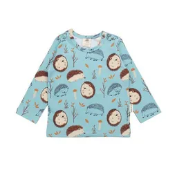 Walkiddy Walkiddy Baby Langarmshirt GOTS zertifiziert, Bio-Baumwolle, hellblau, Igel-Muster „Tiny Hedgehogs“, weich – Produktbild 1 von 1