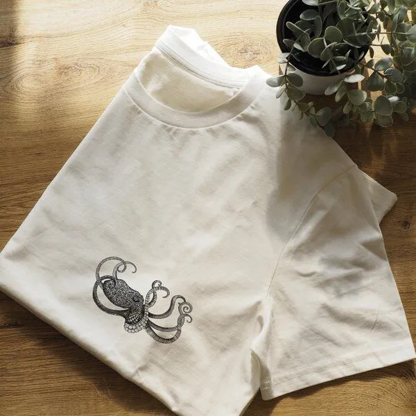 LIGARTI LIGARTI T-shirt - Oktopus, Cremeweiß, – Produktbild 5 von 5