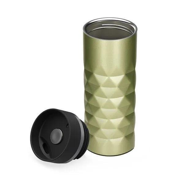 elasto elasto Edelstahl Thermobecher Diamond - 450 ml - auslaufsicherer Verschluss, Saphir grün, – Produktbild 3 von 4