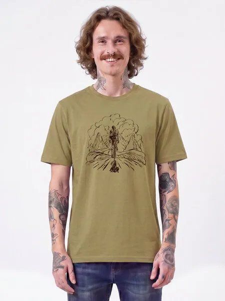watapparel watapparel T-Shirt Unisex Berge und Mountainbike, Faded olive, – Produktbild 2 von 2