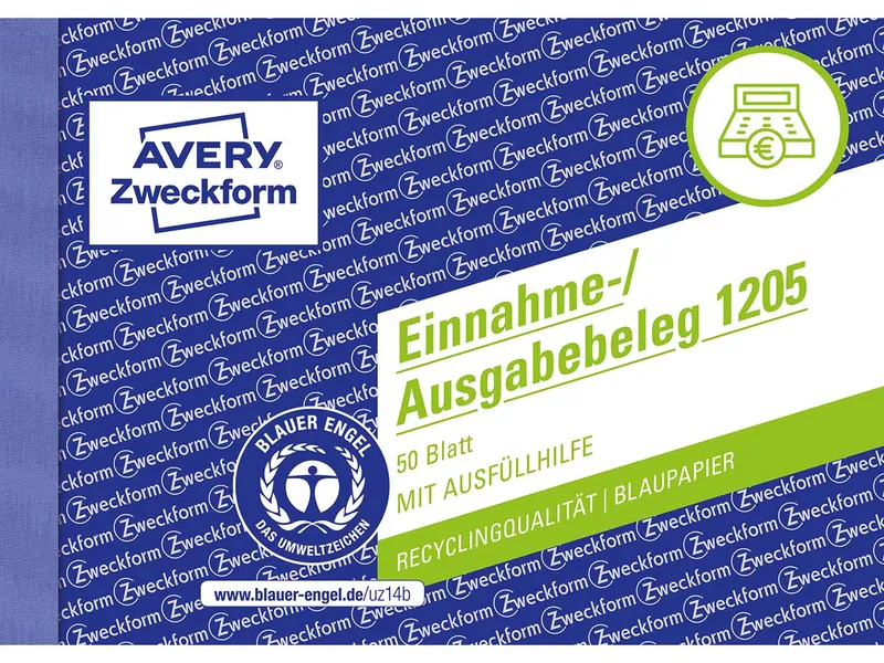 Avery Zweckform Avery Zweckform Recycling Formularbuch '1205' Einnahme-Ausgabebeleg – Produktbild 2 von 3