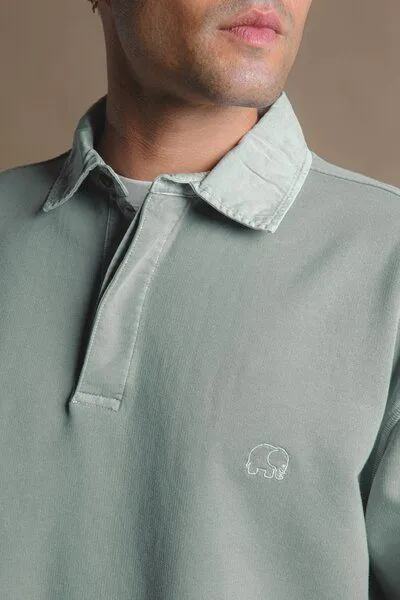 Trendsplant Trendsplant Carvalho Pigment Heavyweight Polo Sweatshirt Silver Green, Grün, – Produktbild 3 von 4