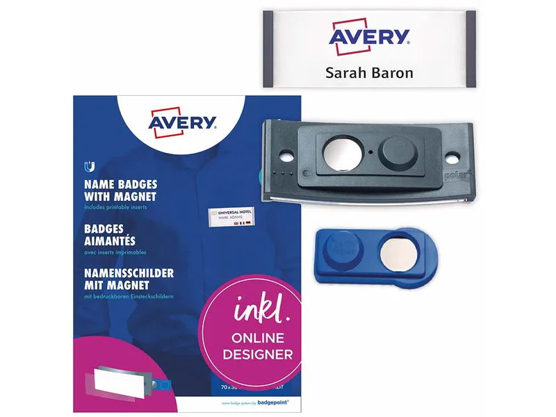 Avery Zweckform Avery Zweckform 5 Namensschilder 'Polar30' mit Magnet, anthrazit, 70 x 30 mm – Produktbild 3 von 4