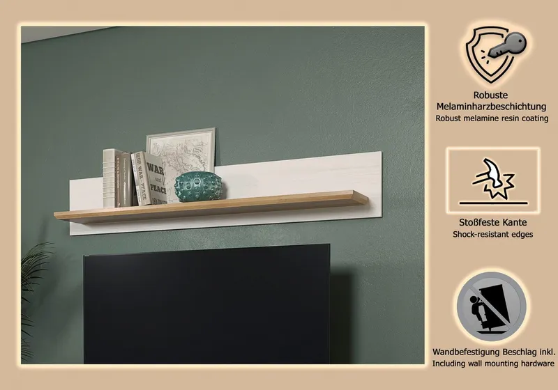Home affaire Wandboard Nybro, Breite 146 cm, Weiß, – Produktbild 1 von 5