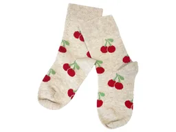 grödo Kinder Socken Baumwolle (kbA) Kirschen beige-melange Gr.3-4 – Produktbild 1 von 1