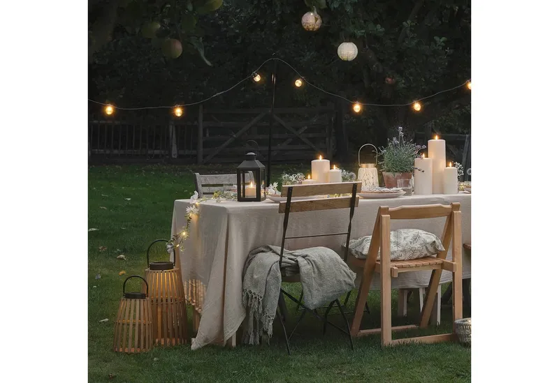 Lights4fun LED Laterne Sol Solar-Laterne aus Bambus 30,5 cm mit warmweißen LEDs – Produktbild 3 von 4