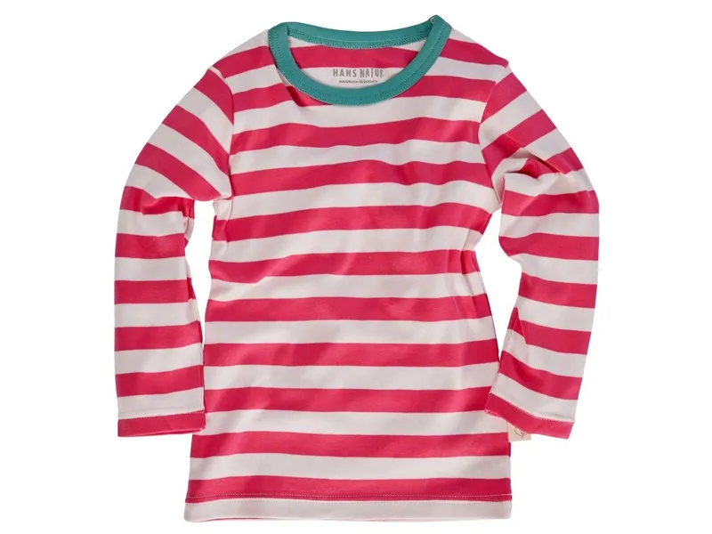 HANS NATUR Kinder Langarmshirt Bio-Baumwolle pink-off white Gr.98/104, Pink, – Produktbild 1 von 2