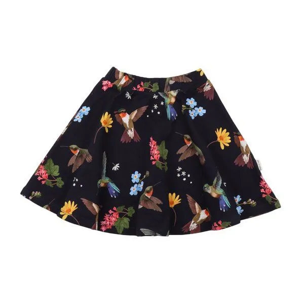 Walkiddy Walkiddy Kinder Rock GOTS-zertifiziert aus Bio-Baumwolle dunkel mit Kolibri- und Blumen-Muster, Blau, – Produktbild 2 von 3