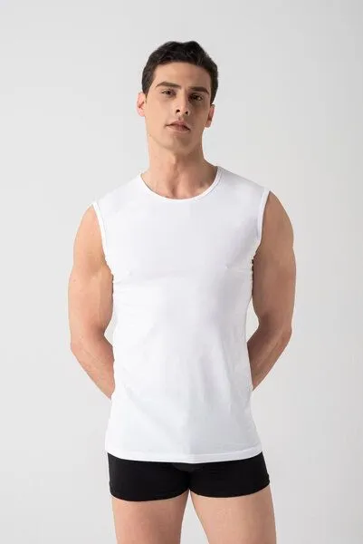 Burnell & Son Burnell & Son Unterhemd Herren 3er Pack Ärmellos mit Rundhals - Feinripp Extra Lang, Slim Fit, Weiss, – Produktbild 1 von 3
