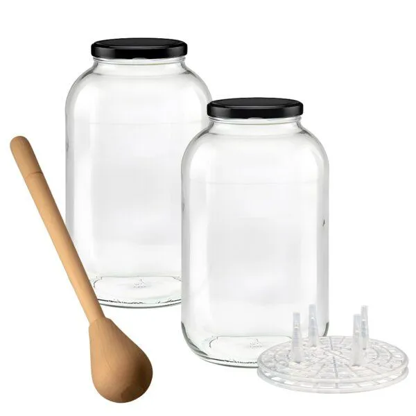 mikken mikken Fermentier Starter Set - XXL Gläser 4,25 Liter mit Fermentier Gitter, Holzstampfer und Deckel – Produktbild 3 von 6