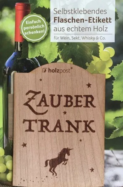 holzpost holzpost Zaubertrank Flaschen-Etikett aus Holz – Produktbild 2 von 3