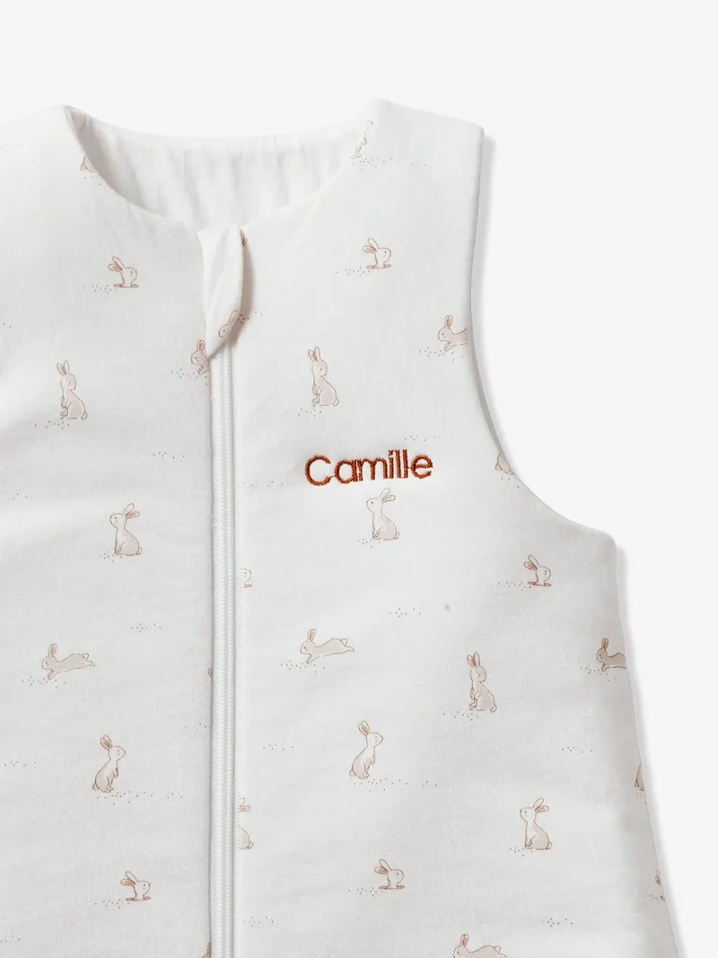 Vertbaudet Ärmelloser Baby Schlafsack HASE TOG 2, Weiß bedruckt, – Produktbild 4 von 4