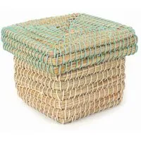El Puente El Puente Aufbewahrungskorb mit Deckel "Wave" | Fair Trade & Handmade aus Bangladesch, Petrol, – Produktbild 1 von 1