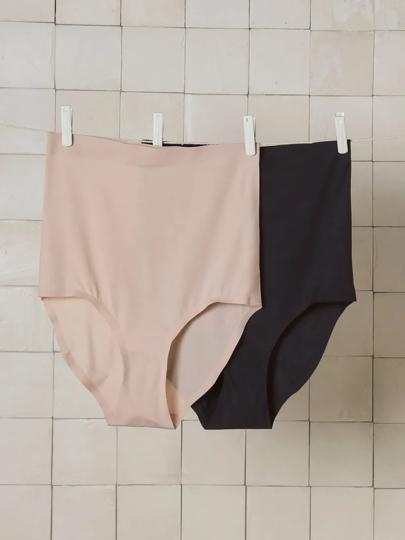 Vertbaudet 2er-Pack nahtlose Umstands-Slips mit hohem Bund, Beige, – Produktbild 4 von 4