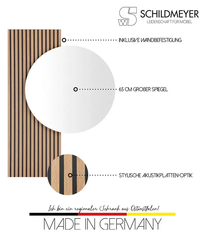 welltime Spiegel Hank, Spiegelelement, Made in Germany, B: 79 cm, Solide Verarbeitung - Dieses Produkt ist in Deutschland gefertigt, Braun, – Produktbild 4 von 4