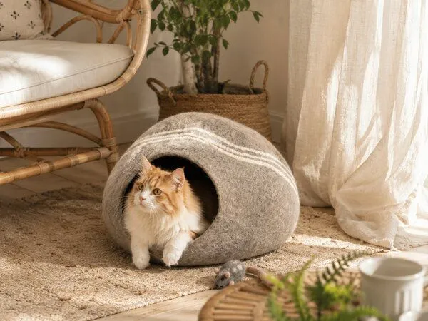 WoolFit WoolFit Katzenhöhle aus Filz, Beige, – Produktbild 2 von 4