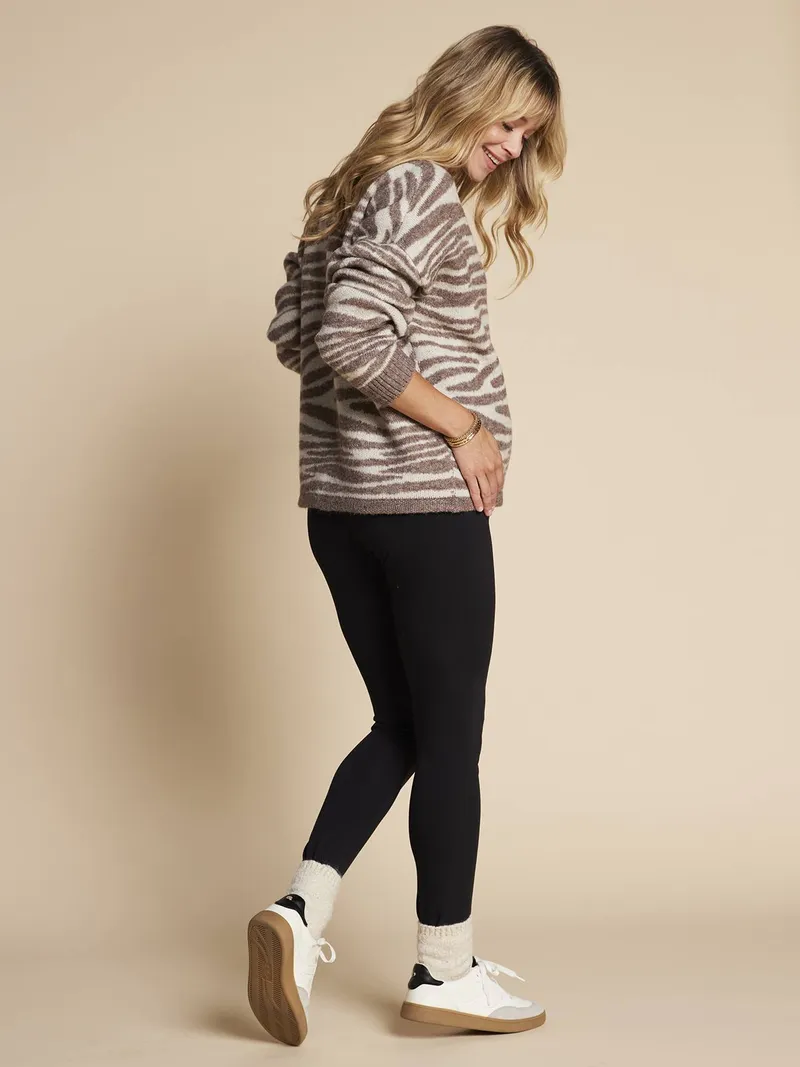 Envie De Fraise Strickjacke mit Zebramuster für Schwangerschaft & Stillzeit ENVIE DE FRAISE, Beige, – Produktbild 3 von 4