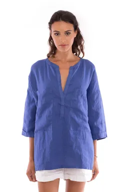 RAVENS VIEW IBIZA RAVENS VIEW IBIZA Damen vegan Hemd Ebba Klein Blau – Produktbild 1 von 1