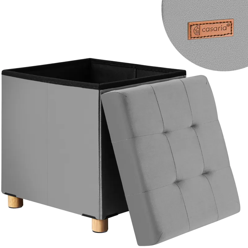 Casaria® Sitzhocker Grau Samt 42x38x38cm faltbar – Produktbild 2 von 2