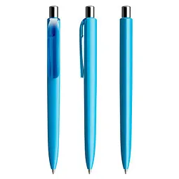 prodir prodir® Druckkugelschreiber DS8 PMM Push, blaue Mine, cyanblau/silber poliert – Produktbild 1 von 1