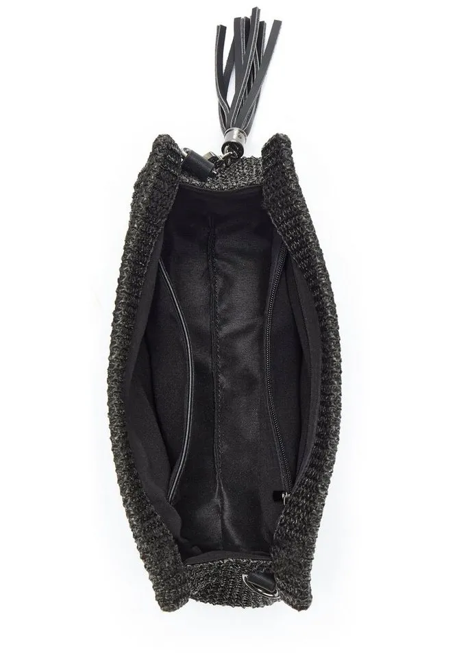 Vivance by Lascana Umhängetasche Clutch, Handtasche,Schultertasche,Tragetasche,Crossbody Bag, Bast-Optik VEGAN, Schwarz, – Produktbild 5 von 5