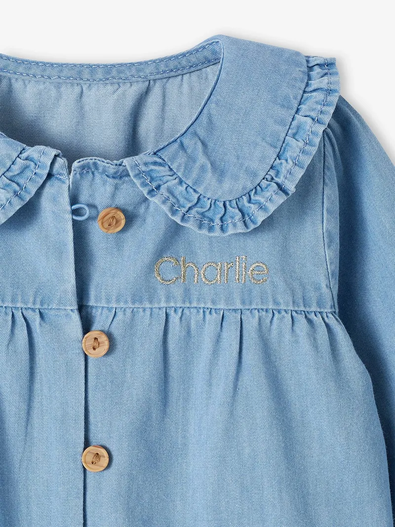 Vertbaudet Baby Bluse aus Light-Denim, Bleached, – Produktbild 4 von 4