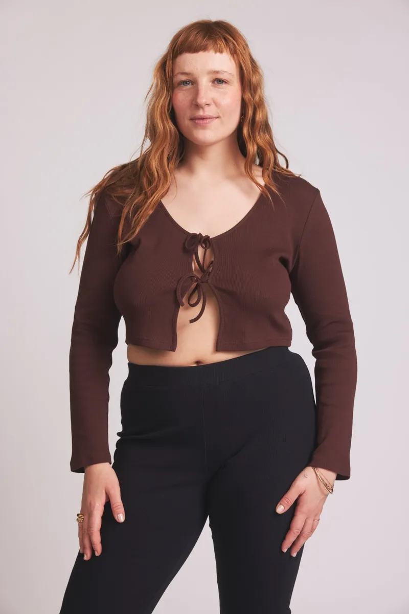 Baìge the Label Baìge the Label Damen vegan Strickjacke Brit Mit Schnürung, Braun, – Produktbild 2 von 2